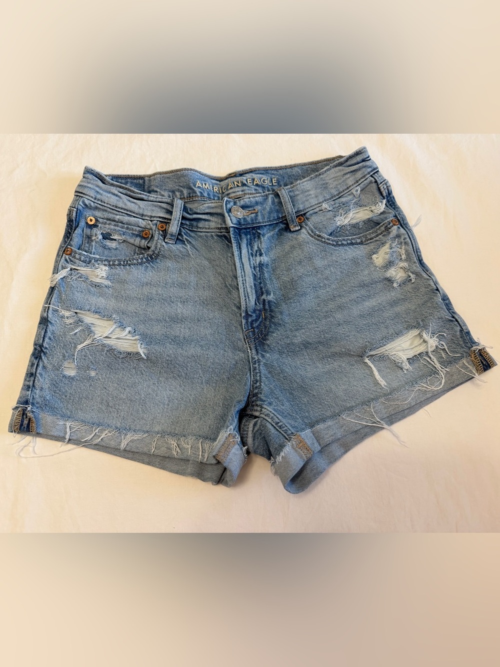 American Eagle Outfitters Light Wash Distressed Denim Shorts